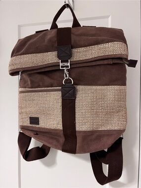 TOMS Brown Canvas Roll-Top Backpack - very unique